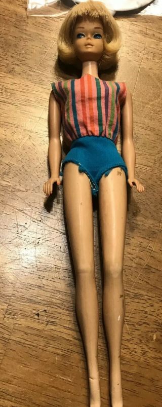 Vintage 1965 1070 Blonde American Girl Barbie Doll & Swimsuit Blond