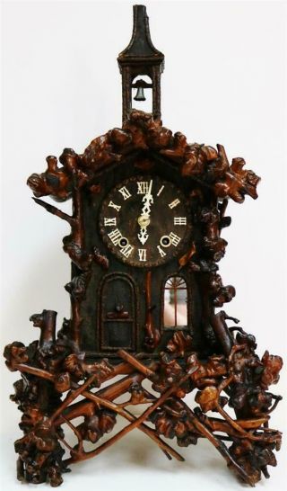 Extremely Rare Antique Black Forest Monk Automaton Angelus Bell Striking Clock