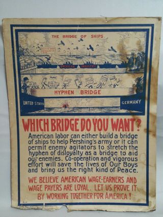 1918 Ww1 National Association Of Manufacturers Poster Rare Phifer