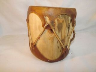 Vintage Native North American Double - Sided Handmade Animal Raw Hide Drum Tom Tom 3