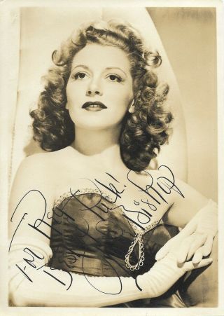 Julie Bishop (rhapsody In Blue) Hand - Signed 1940s Vintage 7” X 5” Portrait