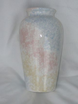 Vintage Harris Potteries Chicago Art Deco Ceramic Vase Pastel Colors 9.  5 in Tall 2