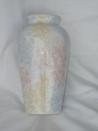 Vintage Harris Potteries Chicago Art Deco Ceramic Vase Pastel Colors 9.  5 in Tall 3