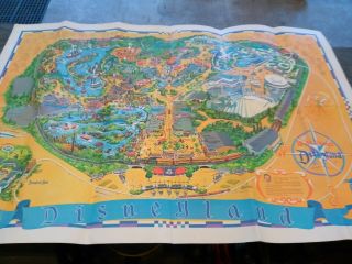 Vintage Walt Disney Disneyland Park Map Poster 1968 30” X 45” Authentic