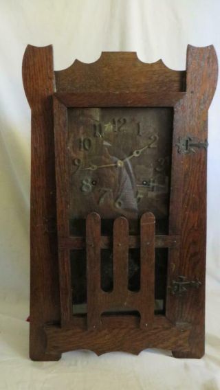Antique Sessions Mission Arts & Crafts Clock - Dark Oak Case