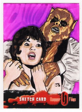 Hammer Horror Jay Shimko Sketch Card Yvonne Romain Oliver Reed Curse Of Werewolf