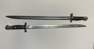 Set Of 2 Antique Ww1 1907 Enfield Rifle Bayonet Knife Wilkinson Sword 21.  75 "