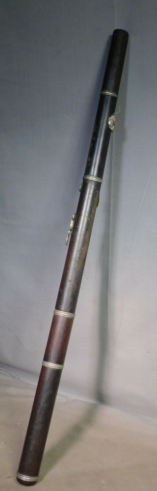 Antique 1800s French German Drk Wood Nickel Silver Simple Flute EARLY to restore 2