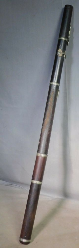 Antique 1800s French German Drk Wood Nickel Silver Simple Flute EARLY to restore 3