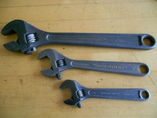 Vintage Williams " Superjustable " Adjustable Wrench Set Abl - 12 ",  8 ",  Ab - A6 " Black