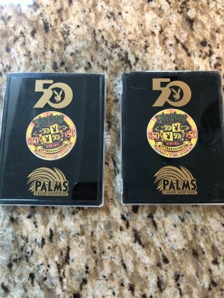 50th Anniversary $50 Playboy Palms Casino Chips Quantity 2
