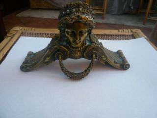 Antque Vintage Large Brass Mantle Or Wall Clock Figure Finial Top Decoration