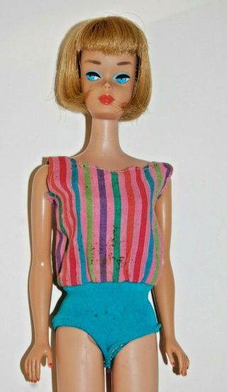 Vintage Blonde American Girl Barbie 1965 With Swimsuit