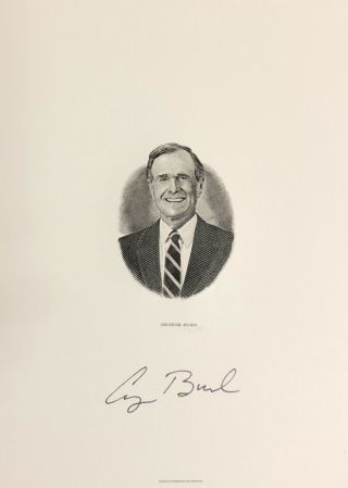 George Bush Authentic Signed Bureau Print And Engraving President Republican