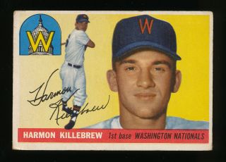 Vg,  / - Harmon Killebrew Hof Rookie 1955 Topps 124 Vintage Set Builder Card
