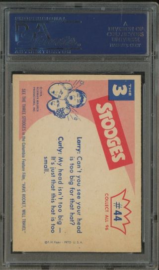 1959 Fleer The 3 Three Stooges 44 No Use.  That Hat Won ' t Fit PSA 8 NM - MT 2