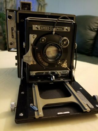 Vintage Graflex Speed Graphic Folding Camera With Kodak Lens