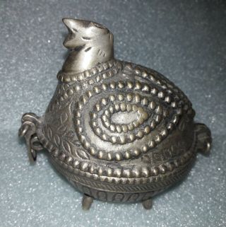 Vintage Trinket Box,  Dhokra Quail Bird,  Figurine - India,  Hand Cast Brass
