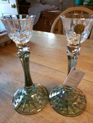 Sc Lead Crystal Candle Sticks Made In Italy.  Over 24 Pbo.  8.  75 "
