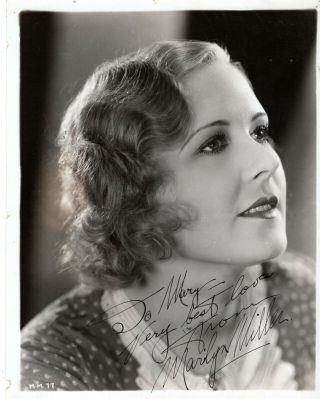 Tragic Stage & Film Actress Marilyn Miller,  Rare Signed Vintage Studio Photo.