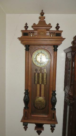 52 " German Gustav Becker Grand Sonnerie 3 Weight Vienna Regulator Wall Clock