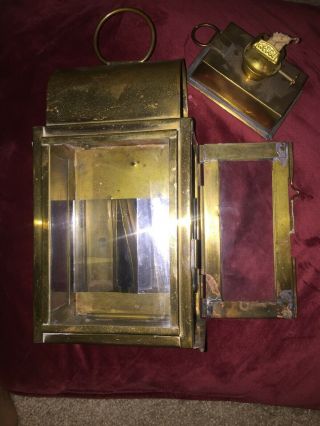 Vintage Wedge 9 - 1/2” Brass Ship Mount Oil Lantern