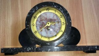 Stunning Art Deco Marble Brass Mantle Clock Antique