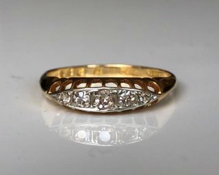 Vintage 18k Solid Yellow Gold Diamond Ring Size N 1/2 - 6 3/4