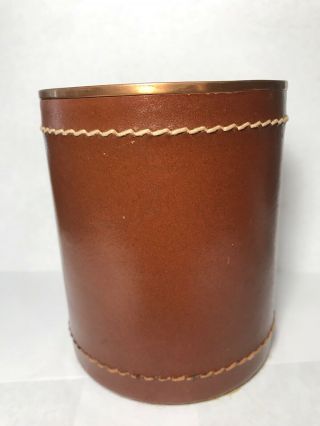 Rare Vintage Copper Dice Cup With Leather Cover 3