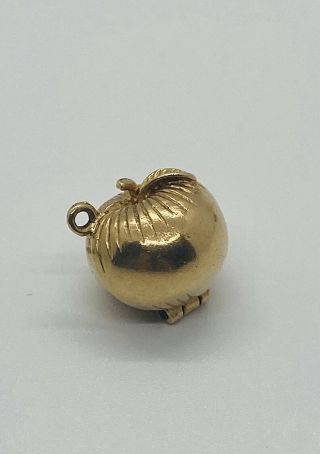 Vintage 9ct Gold Charm Apple Open Man And Woman Inside 3 D Dimensional