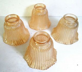 4 Amber Iridescent Hobnail Glass Globes Light Fixture Lamp Shades Ceiling Fan