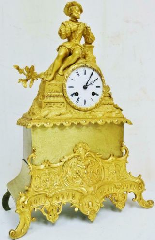 Antique French Empire Style Bronze Ormolu 8 Day Bell Striking Mantel Clock 2