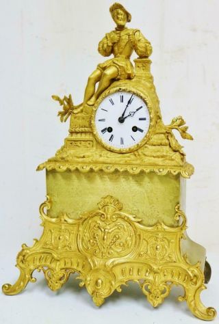 Antique French Empire Style Bronze Ormolu 8 Day Bell Striking Mantel Clock 3
