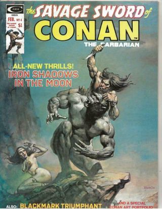 Savage Sword Of Conan 4 1975 Iron Shadows In The Moon - Vallejo Cover
