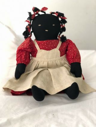 Vintage Black African American Handmade Folk Art Cloth Rag Doll