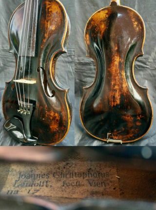 , 200y 4/4 Antique Vienna Baroque Violin L: J.  Christophorus Fiddle 小提琴