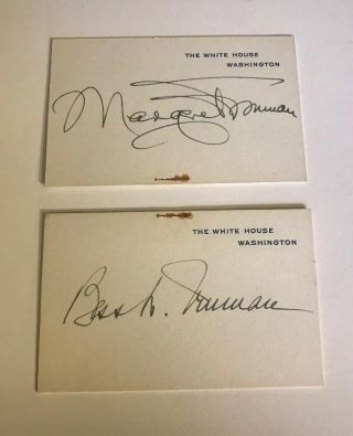 Bess And Margaret Truman White House Cards Signed - 2 Great Autographs