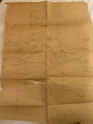 World War 1 Hand Drawn Co A 117th Engineers Trench Battlefield Map Look @ Detail