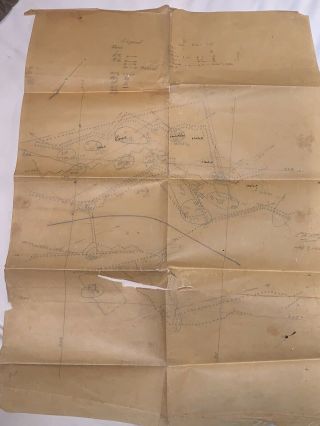 World War 1 Hand Drawn Co A 117th Engineers Trench Battlefield Map Look @ Detail 2