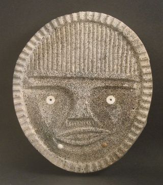 Vtg Carved Fossilized Whale Bone Inuit Eskimo Spirit Mask - 8.  25 "