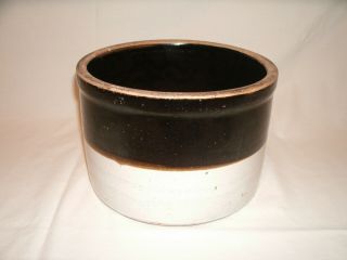1/2 Gallon Brown and White Stoneware Crock Vintage 3