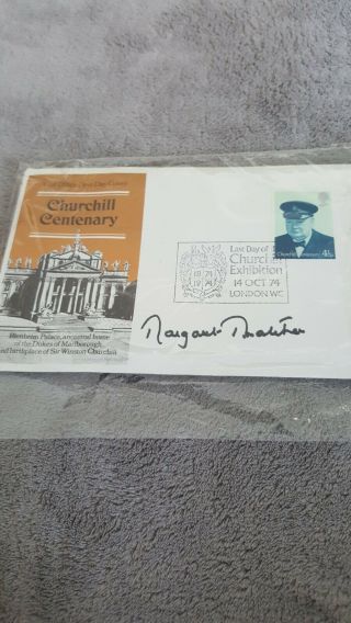 Margaret Thatcher Autograph On Winston Churchill First Day Cover Churchill 1974