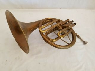 Antique 1920 Frank Holton Brass French Horn - Mellophone,  Sn 48682 Elkhorn,  Wi
