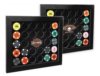 Harley - Davidson Poker Chip Collectors Frame,  Holds 28 Chips,  Made In Usa 6925