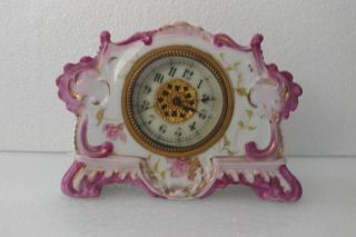 Antique Haven Clock Co Connecticut Usa Porcelain Mantle Desk Boudoir Clock