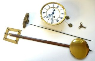 Gustav Becker 2 Weight Clock Movement W/ Pendulum & Gong