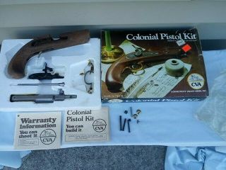Colonial Pistol Kit Cva Complete With And Booklet Stock Has Been Staine