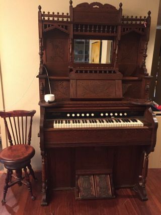 Antique Pump Organ - Burdett Est 1877 3