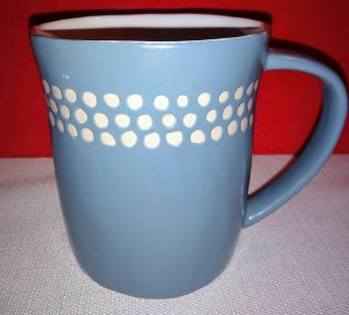 2008 Starbucks Mug Blue With White Polka Dots Euc