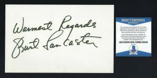 Burt Lancaster Signed 5x8 Card Bas Authenticated Birdman Of Alcatraz